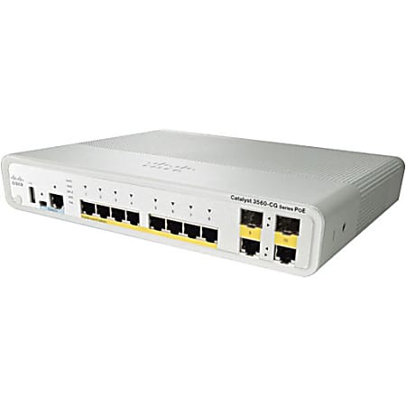 Cisco 3560C PD PSE Switch 8 GE PoE, 2 x 1G Copper Uplink, IP Base - 8 Ports - Manageable - Gigabit Ethernet - 10/100/1000Base-T - 2 Layer Supported - Twisted Pair - PoE Ports - Desktop, Wall Mountable - Lifetime Limited Warranty