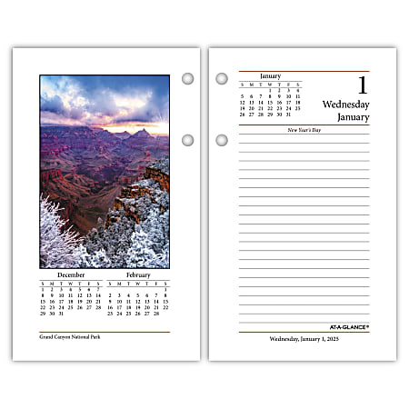 2025 AT-A-GLANCE® Daily Photographic Loose-Leaf Desk Calendar Refill, 3-1/2" x 6", Scenic, January 2025 To December 2025, E41750
