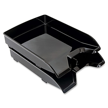Sparco Front-Load Stacking Letter Trays - 1.8" Height x 9.9" Width x 13" Depth - Desktop - Black - Polystyrene - 2 / Pack