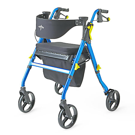 Medline Empower Adjustable Steel Rollator, 37" x 17 1/2", Blue