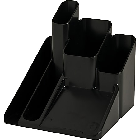 Sparco® 5-compartment Desk Organizer, 6"H x 6"W x 6"D, Black