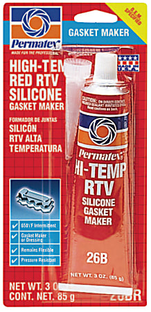 High-Temp Red RTV Silicone Gasket, 3 oz Tube, Red