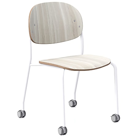 KFI Studios Tioga Laminate Guest Chair With Casters, Ash/White