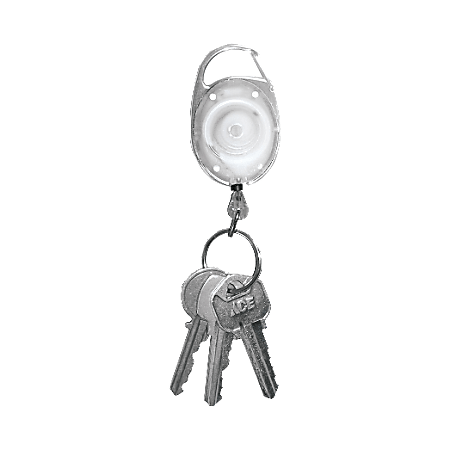 Tatco Reel Key Chain With Carabiner, 30, Chrome/Clear, Pack Of 6