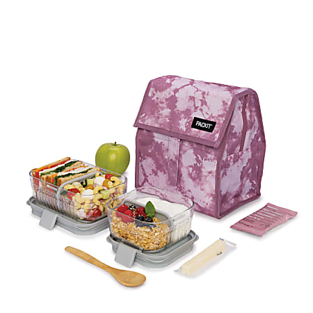 PackIt Freezable Hampton Lunch Bag Mulberry Tie Dye - Office Depot