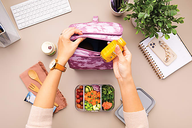 PackIt Freezable Lunch Bag 10 H x 8 12 W x 2 14 D Mulberry Tie Dye Office Depot