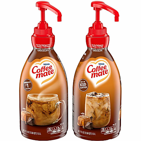 Coffee mate Salted Caramel Chocolate Liquid Coffee Creamer Pump Bottle - Salted Caramel Chocolate Flavor - 50.7 fl oz - 2/Carton Bottle - 600 Serving