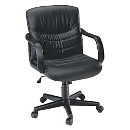ChairWorks Parma Mid Back Leather Chair 36 1 4 H x 25 1 4 W x 26 D Black Frame Black Leather