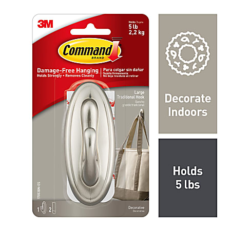 Command Large Brushed Nickel Traditional Hook (1 Hook,, 47% OFF