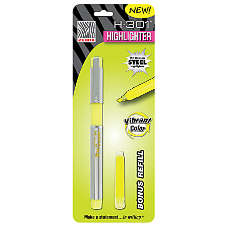 Zebra® H-301® Refillable Highlighter, Chisel Point, Yellow