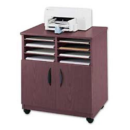 Safco® Mobile Machine Stand With Sorter, 30 1/2"H x 28 1/8"W x 19 3/4"D, Mahogany