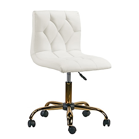 Glamour Home Aman Ergonomic Tufted Faux Leather Mid-Back Office Task Chair, White