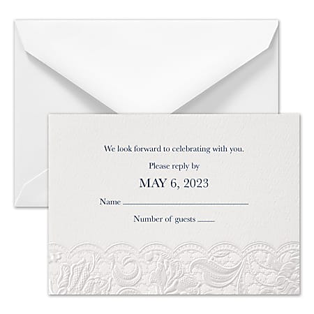 Custom Premium Wedding & Event Response Cards with Envelopes, Symphony Of Lace, 4-7/8" x 3-1/2", Box Of 25 Cards