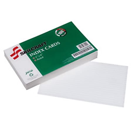 SKILCRAFT 30% Recycled Index Cards, 5" x 8",