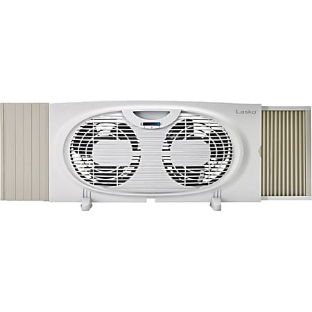 Lasko Twin Window Fan - 2 Speed - Quiet, Carrying Handle, Manual Control, Energy Efficient, Safety Fuse - 10.2" Height x 5.2" Width - White