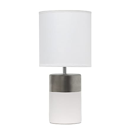 Simple Designs 2-Toned Basics Table Lamp, 13-1/2"H, White Shade/White/Silver Base