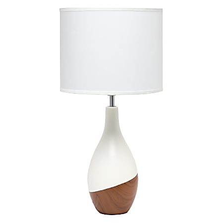 Simple Designs Strikers Basic Table Lamp, 19"H, White Shade/Dark Wood/Off-White Base