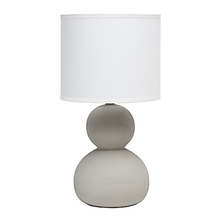 Simple Designs Stone Age Table Lamp, 15-7/16"H, White Shade/Taupe Base