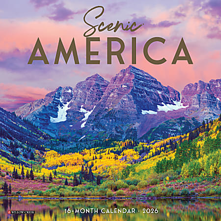 2026 Willow Creek Press Monthly Mini Wall Calendar, 7" x 7", Scenic America, January To December, 53744