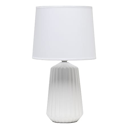 Simple Designs Pleated Base Table Lamp, 17-7/16&quot;H, Off-White
