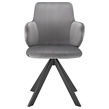 Eurostyle Vigo Velvet Swivel Side Accent Chair, Gray/Black