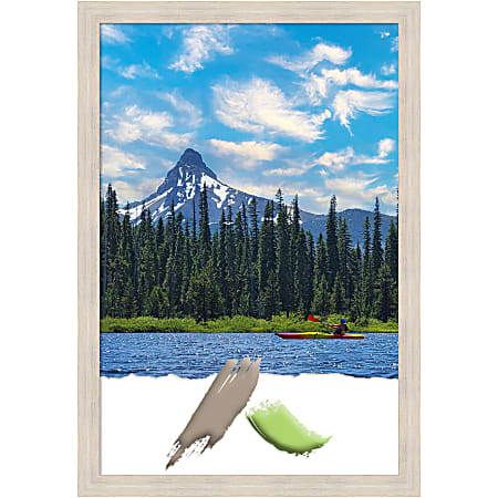 Amanti Art Hardwood Whitewash Picture Frame, 27" x 39", Matted For 24" x 36"