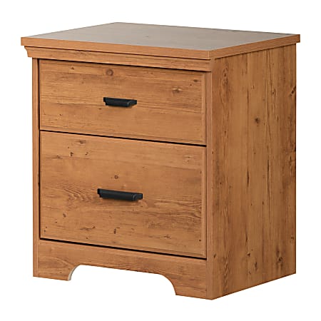 South Shore Versa 2-Drawer Nightstand, 25-1/4"H x 23"W x 17-3/4"D, Country Pine