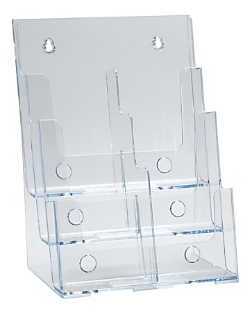 Azar Displays 3-Tier 6-Pocket Plastic Trifold Brochure Holder, 13-1/4"H x 9-1/4"W x 6"D, Clear