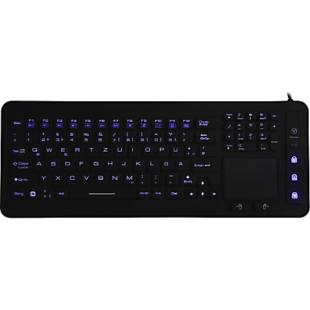 DSI WATERPROOF IP68 FULL SIZE LED BACKLIT KEYBOARD WITH TOUCHPAD - Cable Connectivity - USB Interface - KBJHIKB98BL
