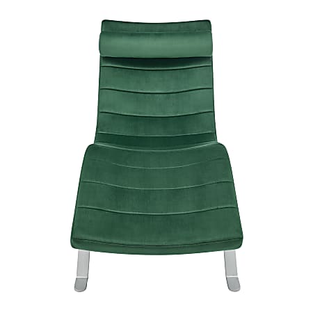 Eurostyle Gilda Velvet Lounge Chair, Silver/Green