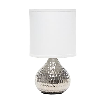 Simple Designs Hammered Drip Mini Table Lamp, 9-1/4"H, Black Shade/Silver Base
