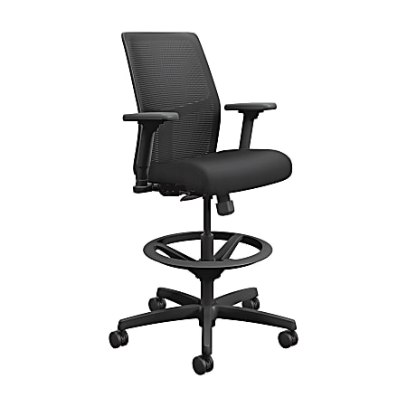 HON® Ignition Seating Mid-Back Task Stool, Black Seat/Black Frame, Quantity: 1