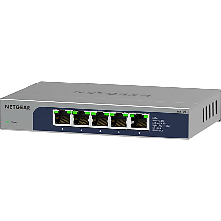 Netgear 5-Port Multi-Gigabit (2.5G) Ethernet Unmanaged Switch - 5 Ports - 2.5 Gigabit Ethernet - 2.5GBase-T - 2 Layer Supported - 9.24 W Power Consumption - Twisted Pair - Desktop, Wall Mountable, Enclosure - Lifetime Limited Warranty