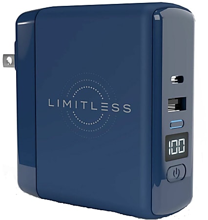 Limitless PowerPro Go 3-in-1 Wall Charger And Portable Power Bank, Navy, LIM-WC10PB-015