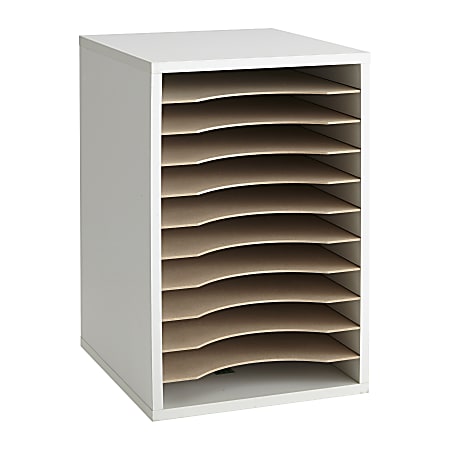 Safco® Vertical Desk Top Sorter, 11 Compartment, 16" H x 10¾" W x 12" D, Gray
