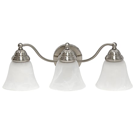 Lalia Home Essentix 3-Light Wall Mounted Curved Vanity Light Fixture, 7-1/2”W, Alabaster White/Brushed Nickel