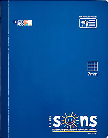 SONS System Quad Grid Notebooks, 9-3/4" x 7-1/2", 1 Subject, Quadrille Rule, 7mm, 200 Sheets, Blue