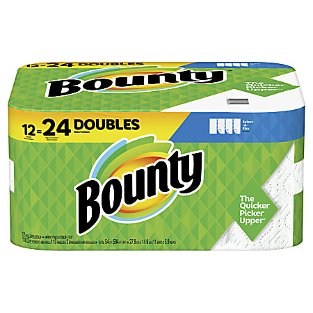 Bounty® Select-A-Size® Double 2-Ply Paper Towels, 98 Sheets Per Roll, Pack Of 12 Rolls