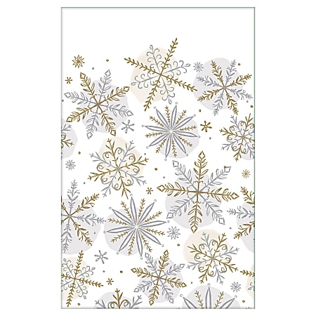 Christmas Silver & Gold Snowflake Tableware Tablecover Plates Cups Napkins 