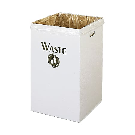 Safco® 70% Recycled Corrugated Recycling And Waste Receptacle, 40 Gallons, White, Pack Of 12