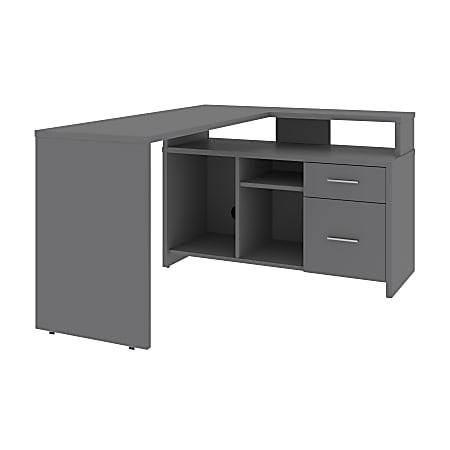 Bestar Equinox 57"W L-Shaped Corner Desk, Slate