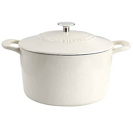 Martha Stewart Enameled Cast Iron Dutch Oven With Lid, 7-Quart, Cream