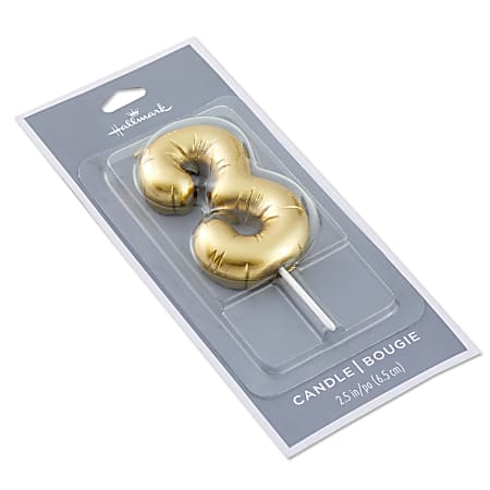 Hallmark "3" Metallic Gold Balloon Candle