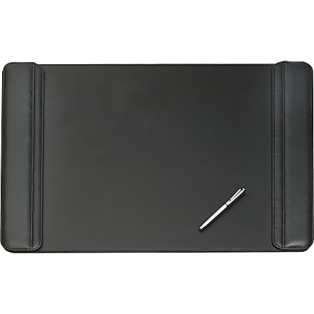 Artistic Sagamore Side Panel Desk Pad - Rectangle - 38" Width x 24" Depth - Fabric - Vinyl Leatherette - Black