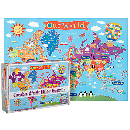 Round World Products Kids&#x27; World Floor Puzzle, 24"