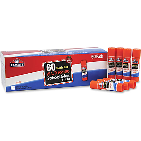 Elmer's All-purpose School Glue Sticks Bulk Pack - 0.24 oz - 60/Box - White