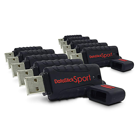 Centon DataStick Pro USB 2.0 Flash Drives, 8GB, Sport Black, Pack Of 10 Flash Drives, DSW8GB10PK