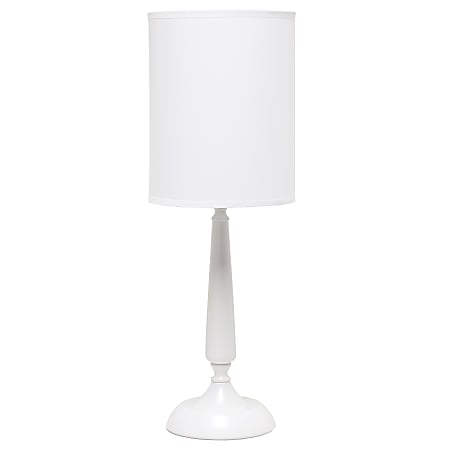 Simple Designs Traditional Candlestick Table Lamp, 22-3/4"H, White Shade/White Base