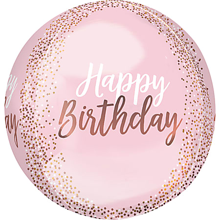 Amscan Birthday Foil Balloon, 16", Orbz Birthday Blush