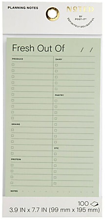 Noted by Post-it, Grocery Planning Pad, 3.9 in.